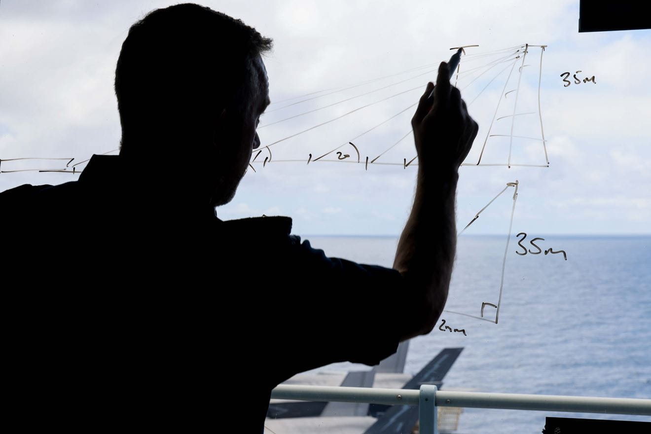 Wales working out calculations during a PASSEX with the Indonesian Navy.