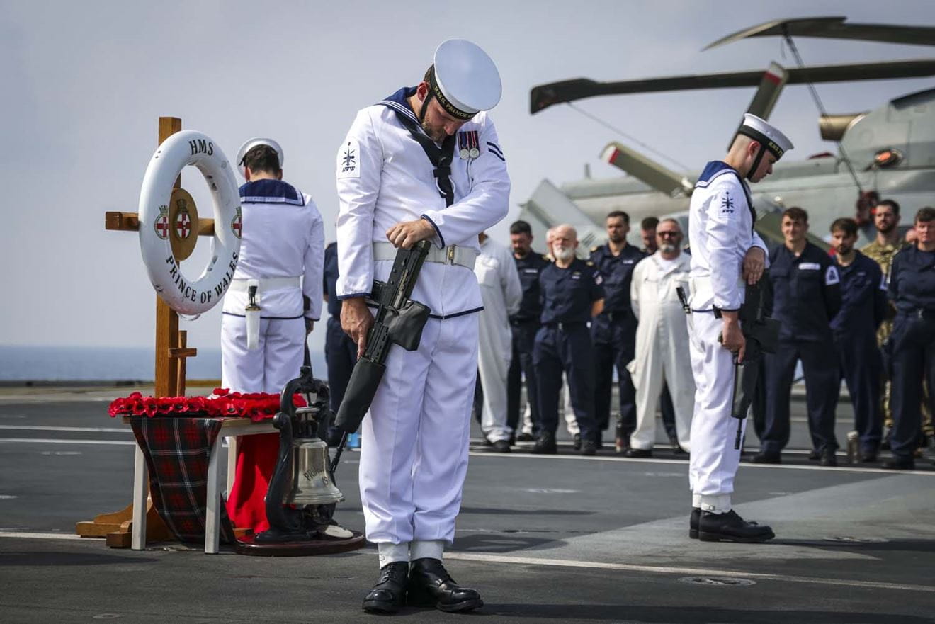 Remembrance service takes place on HMS Prince of Wales