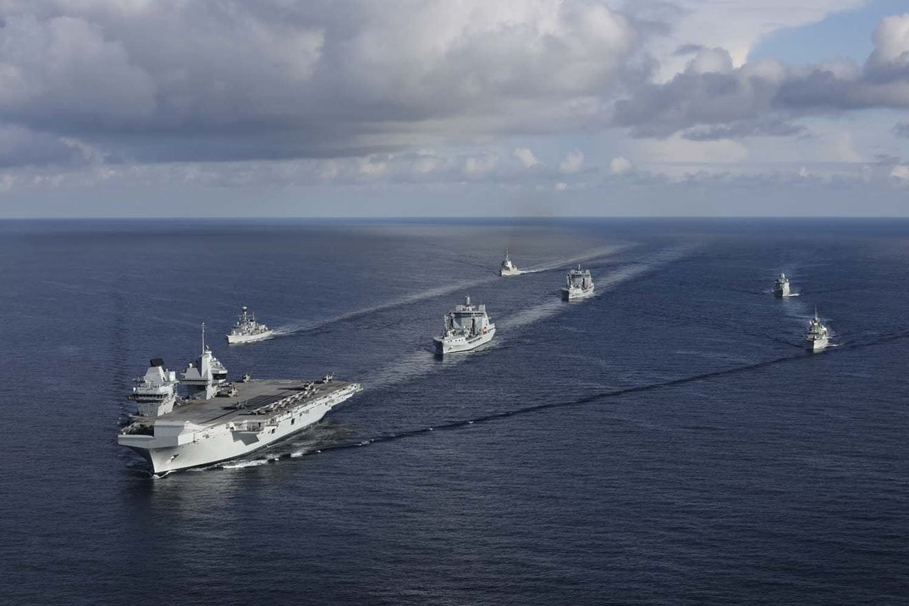 HMS Prince of Wales, HMS Portland and RFA Tidesurge have been joined by warships from NATO allies. Picture: LPhot Belinda Alker