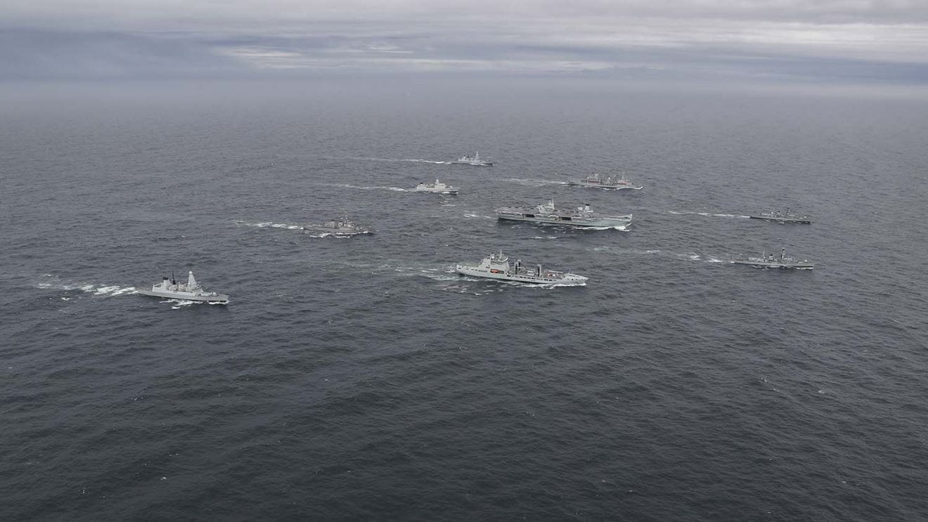 HMS Queen Elizabeth and her Carrier Strike Group. Picture: LPhot Belinda Alker