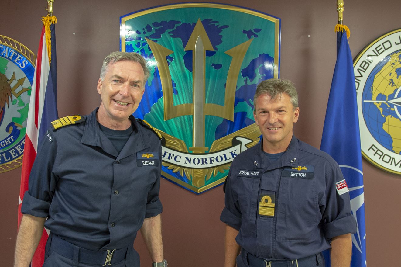 The First Sea Lord (left) with the senior RN officer at JFC Norfolk Rear Admiral Andrew Betton The First Sea Lord (left) with the senior RN officer at JFC Norfolk Rear Admiral Andrew Betton