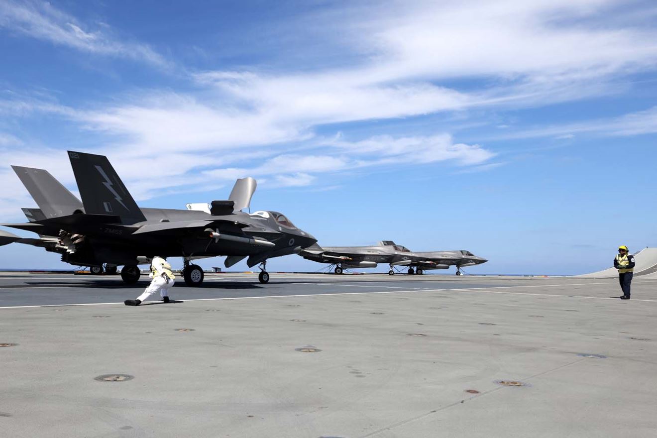 The UK’s Carrier Strike Group has joined the fight against Daesh with F-35 jets carrying out their very first combat missions from HMS Queen Elizabeth. Picture: LPhot Unaisi Luke