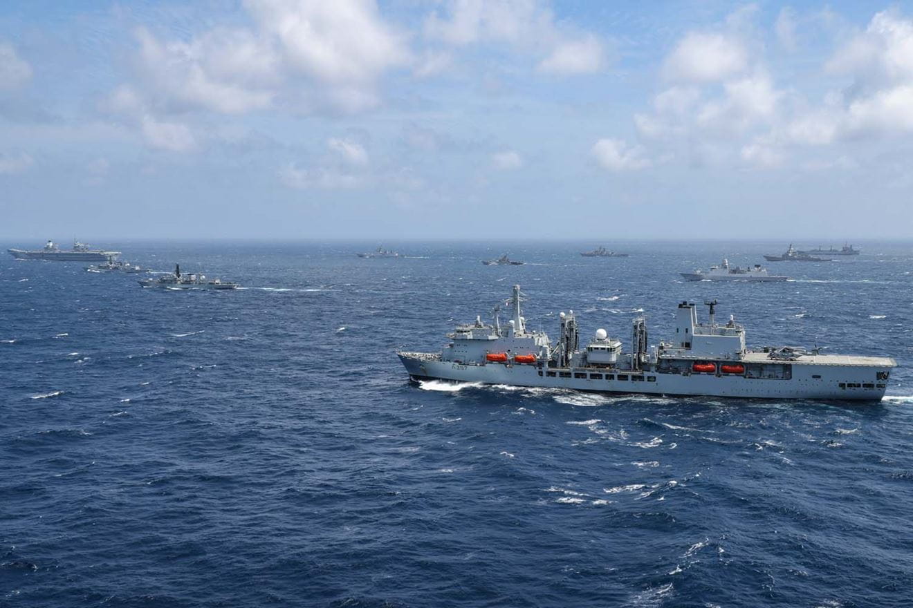 The UK's Carrier Strike Group sailed with the Indian Navy for a range of exercises in the Bay of Bengal. Picture: LPhot Unaisi Luke