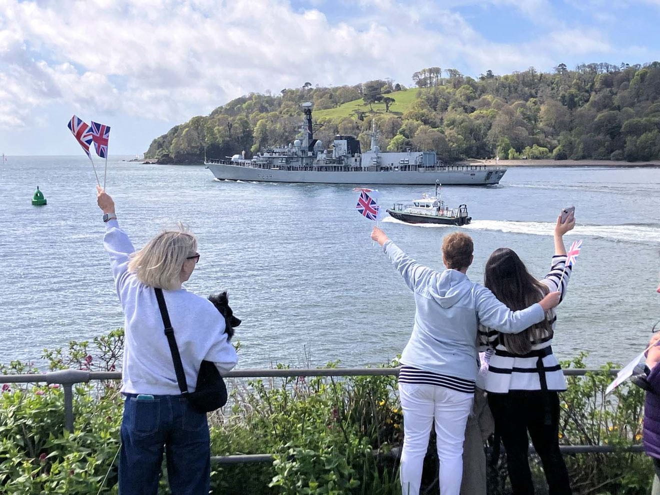 Loved ones wave as HMS Richmond leaves Plymouth