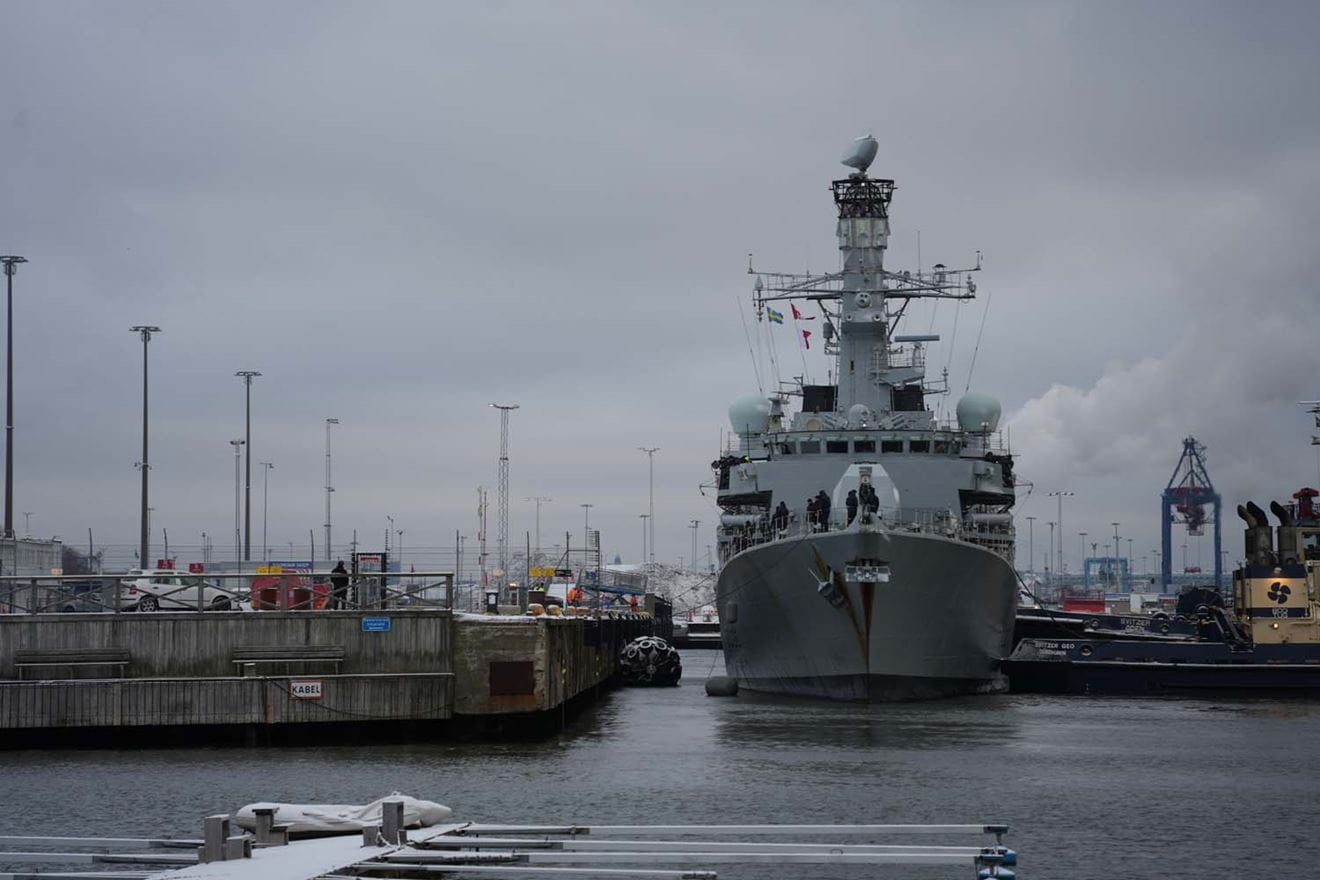 HMS Richmond has arrived in Gothenburg ahead of deploying to the Baltic Sea to support Joint Expeditionary Force operations. Picture: Olof Wenderberg/Swedish Armed Forces