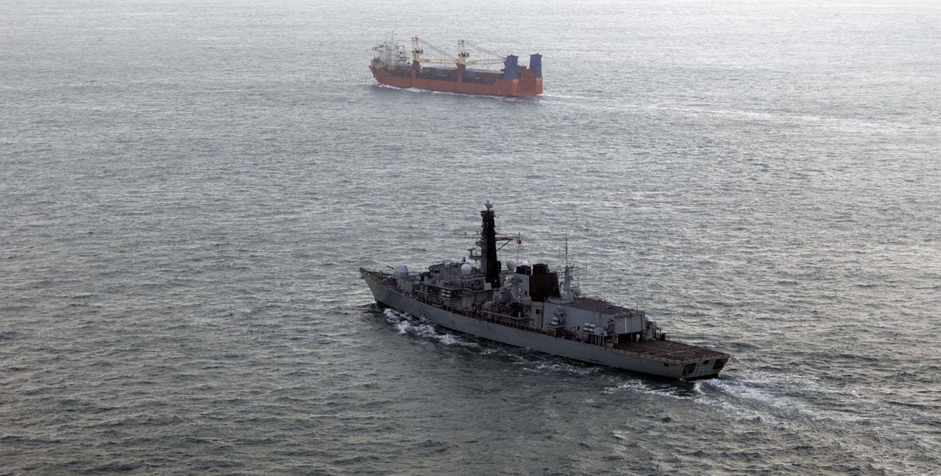Royal Navy frigate HMS Somerset monitors Russian merchant ship Baltic Leader in the Channel, part of a 3-day operation keeping watch on a Russian task group passing the UK.