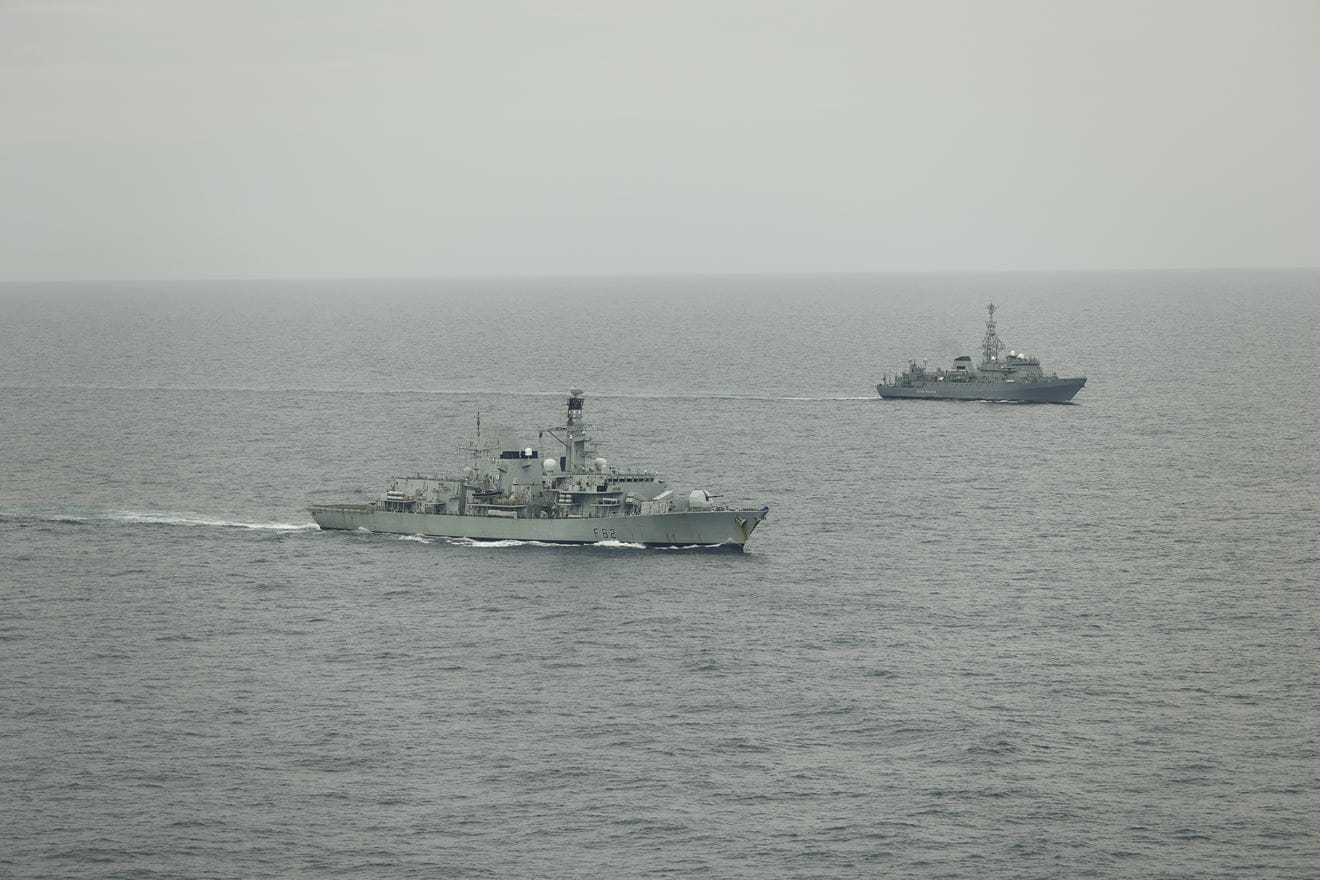 HMS Somerset monitors the Russian ship Yuri Ivanov