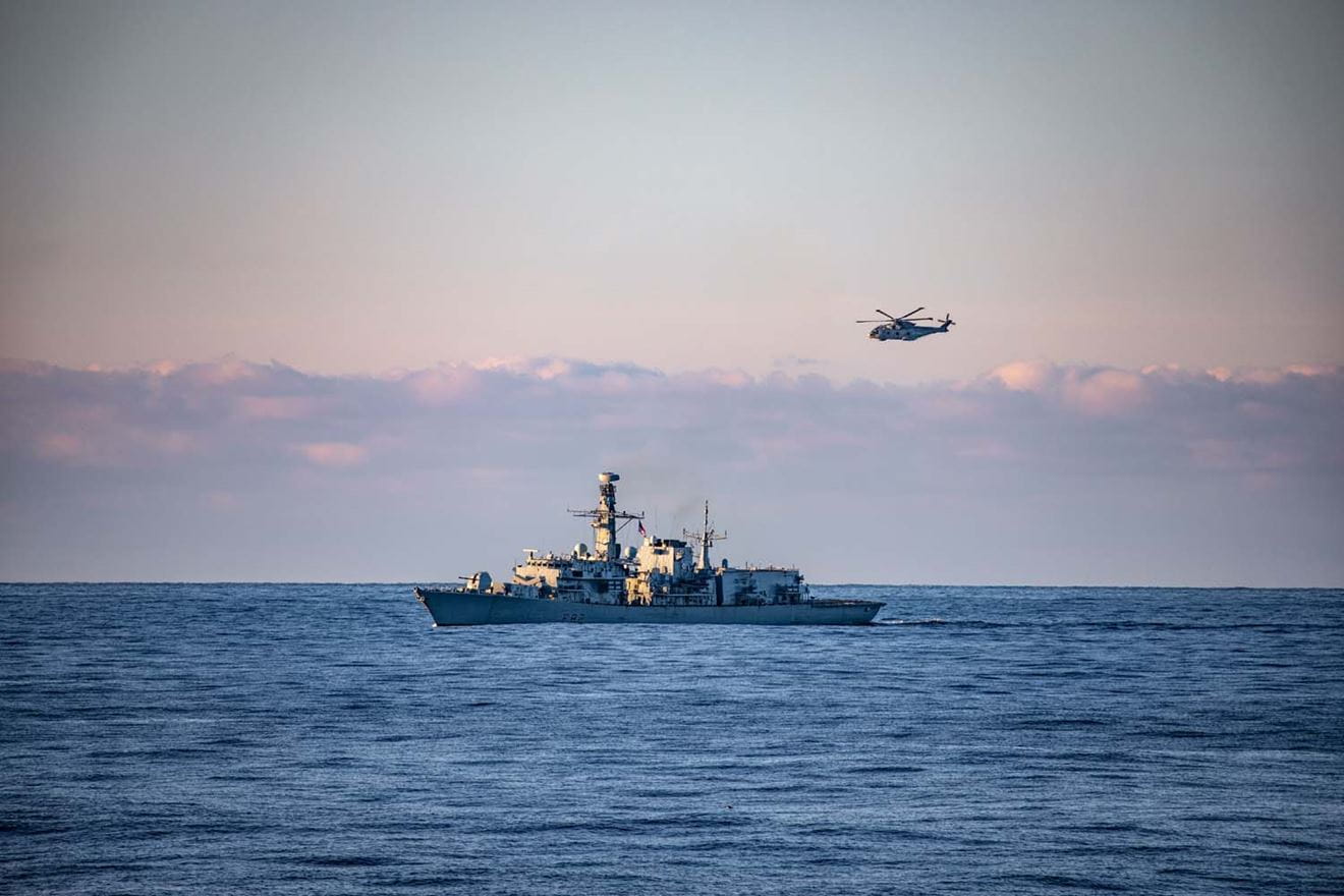 HMS Somerset and Mohawk Flight operating in Norway during Exercise Arctic Doplhin