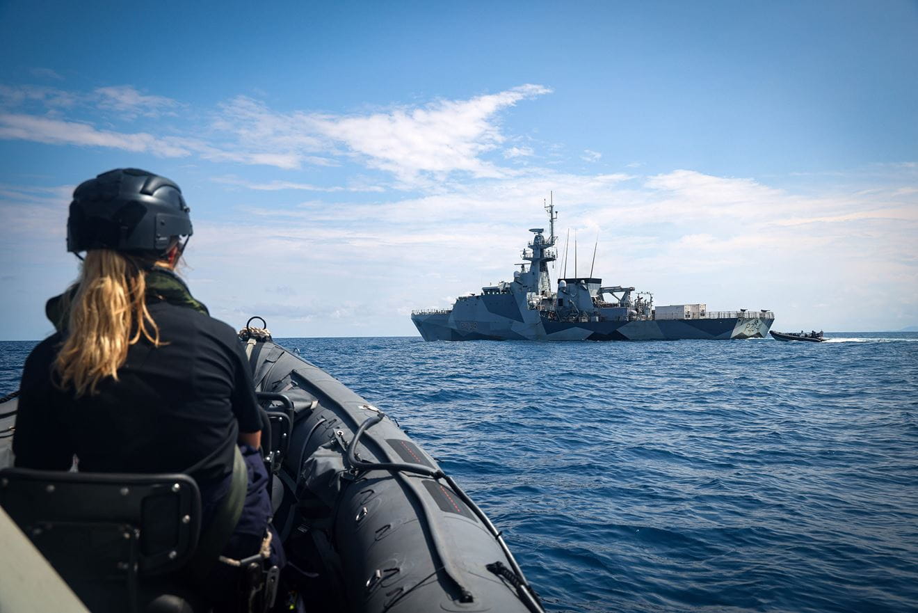 Spey's sea boat returns to the shop during last year's FPDA exercise, Bersama Shield Spey's sea boat returns to the shop during last year's FPDA exercise, Bersama Shield