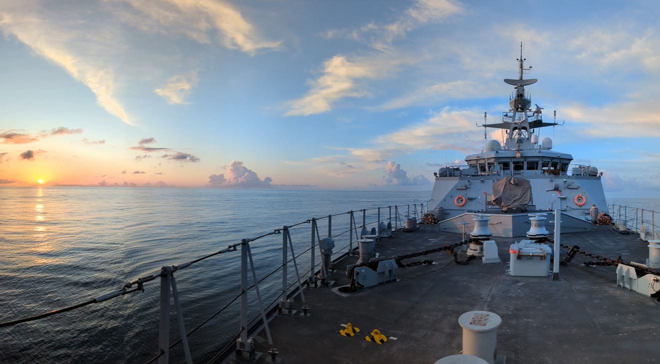 HMS Trent off the coast of Portugal