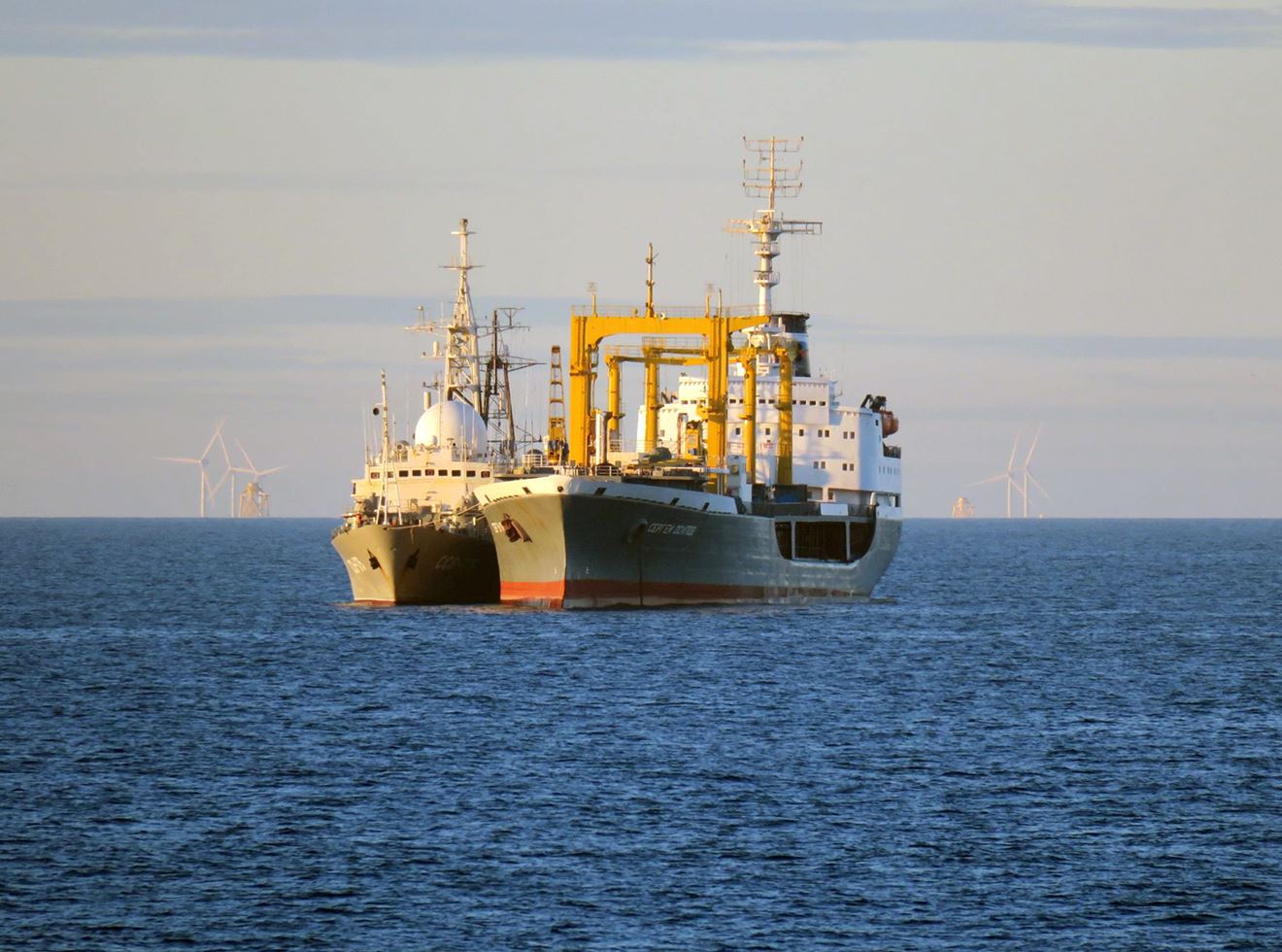 Intelligence ship Viktor Leonov (left) and tanker Sergey Osipov Intelligence ship Viktor Leonov (left) and tanker Sergey Osipov