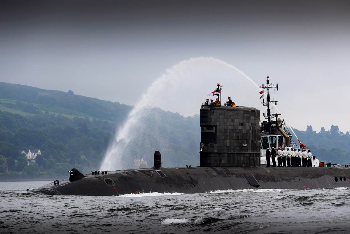HMS Talent welcomed to new home at HM Naval Base Clyde.