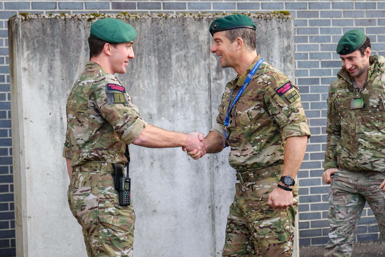Bear meets the Royal Marines of 43 Commando.
