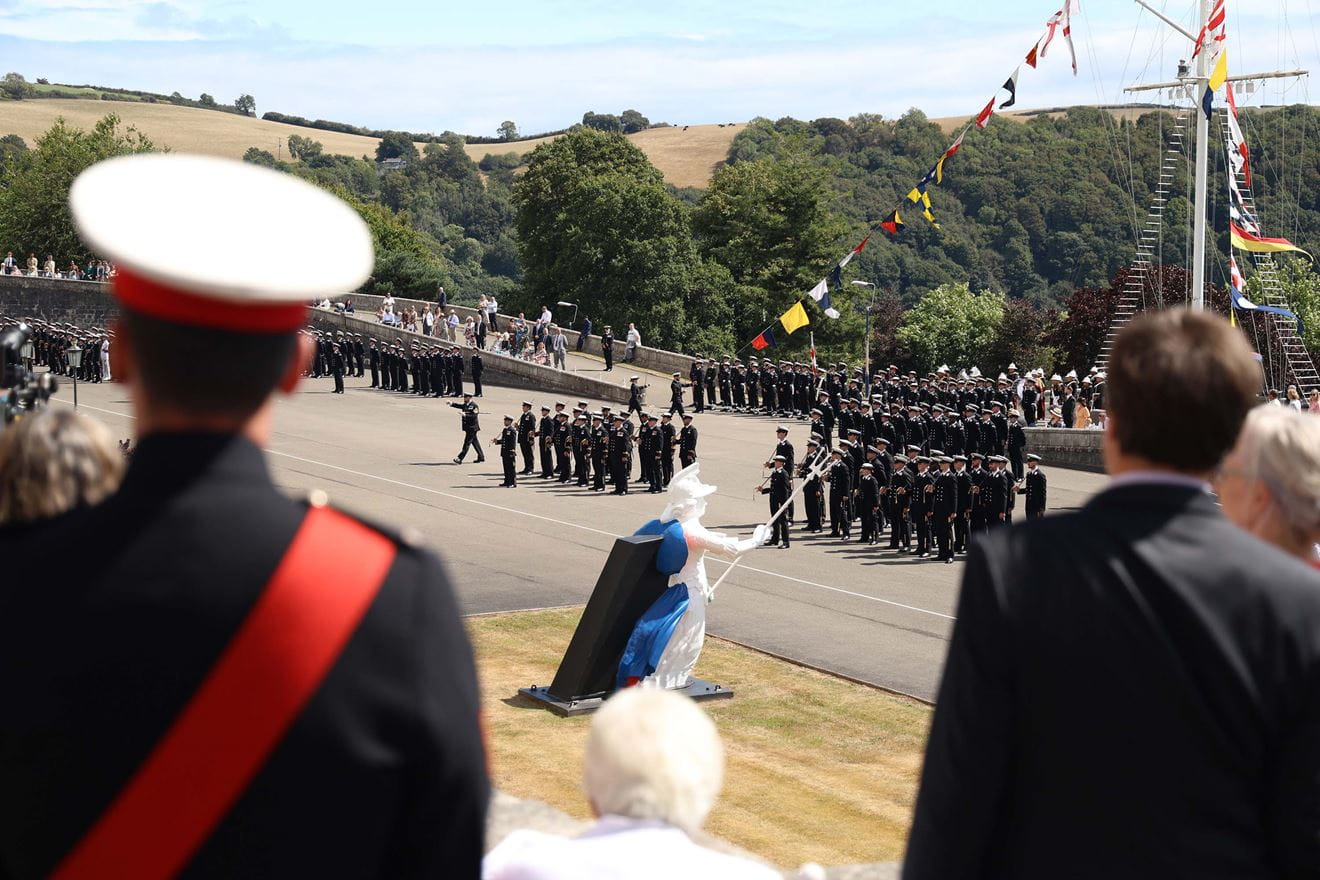 Families and friends of cadets watch as their loved ones pass out at BRNC