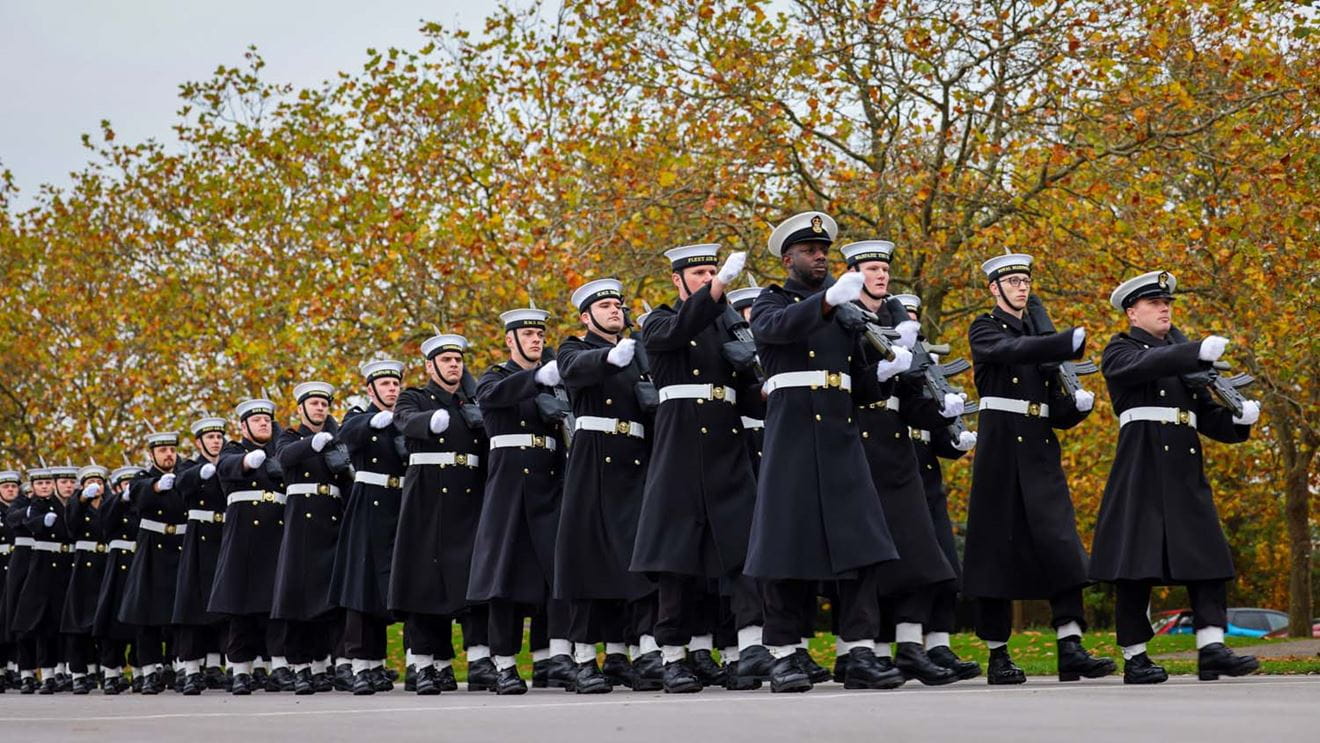 The Royal Navy rehearsing ahead of Remembrance Sunday. Picture: LPhot Edward Jones
