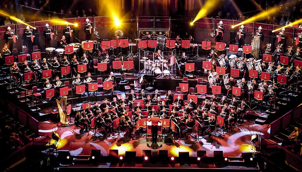 Royal-Navy-Organisation-Royal-Marines-Band-Service-06-Perform-Live.jpg The Royal Marines Band performing at the Royal Albert Hall