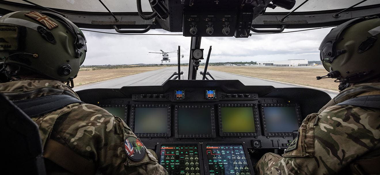 Pilots of 846 NAS fly their Merlin Mk 4 in formation with another 846 NAS Merlin (Closest) and Merlin of 751 Esquadra