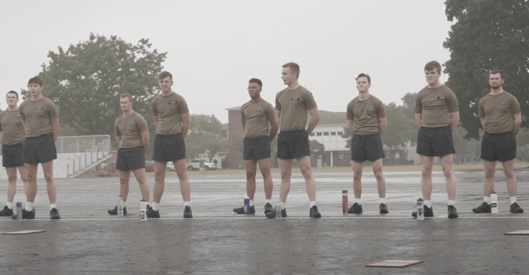 Royal Navy ratings training at HMS Collingwood outside