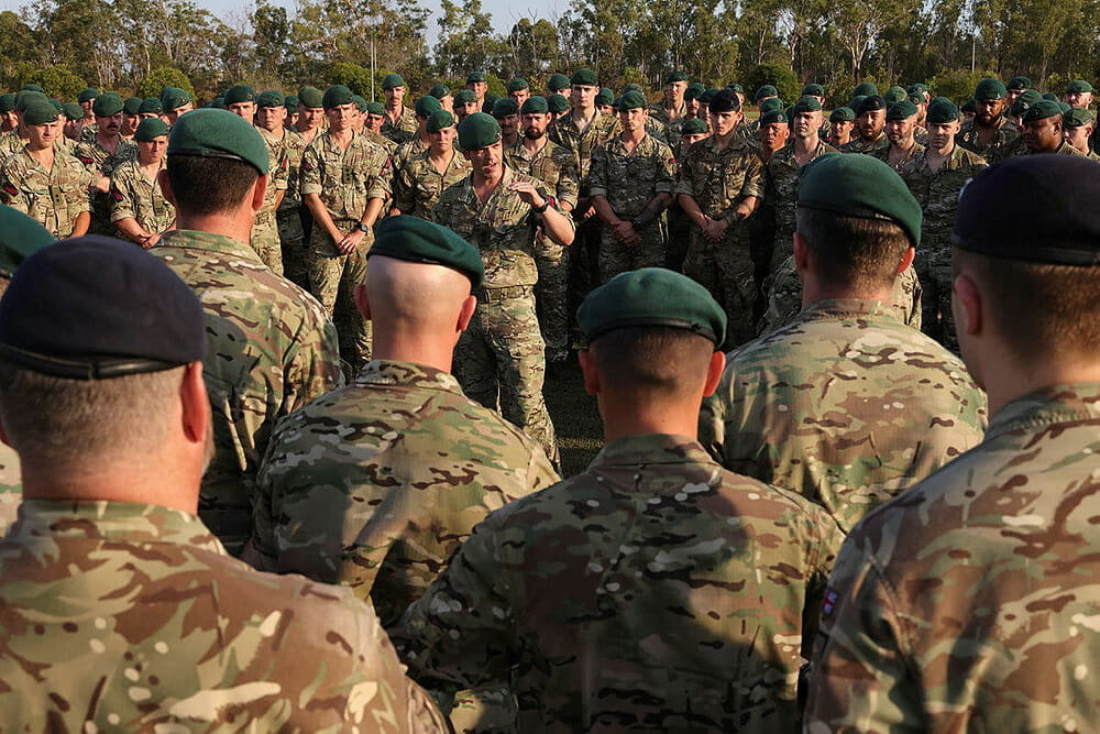 An image of Royal Marines passing out with their green berets