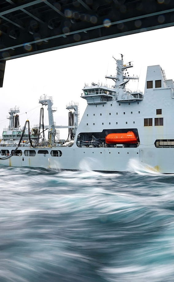 RFA Tide class ship doing RAS with a RN Carrier