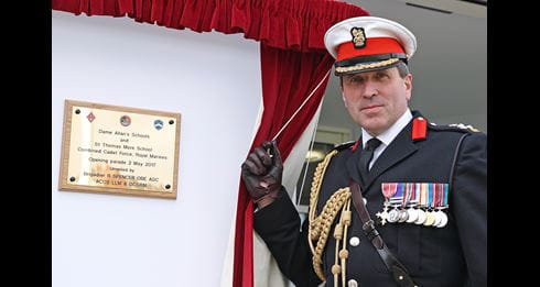 Senior Royal Marine opens school cadet force in Newcastle