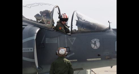 US Marine makes a landing at Culdrose