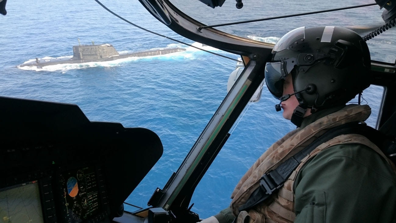 Merlin aircraft from 814 NAS flying over Sicily
