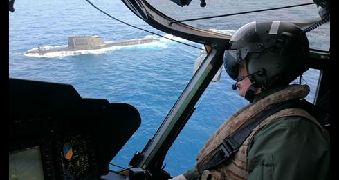 Merlin aircraft from 814 NAS flying over Sicily