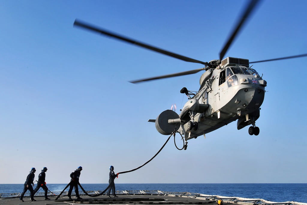 Bagger Sea Kings at home on RFA Fort Victoria