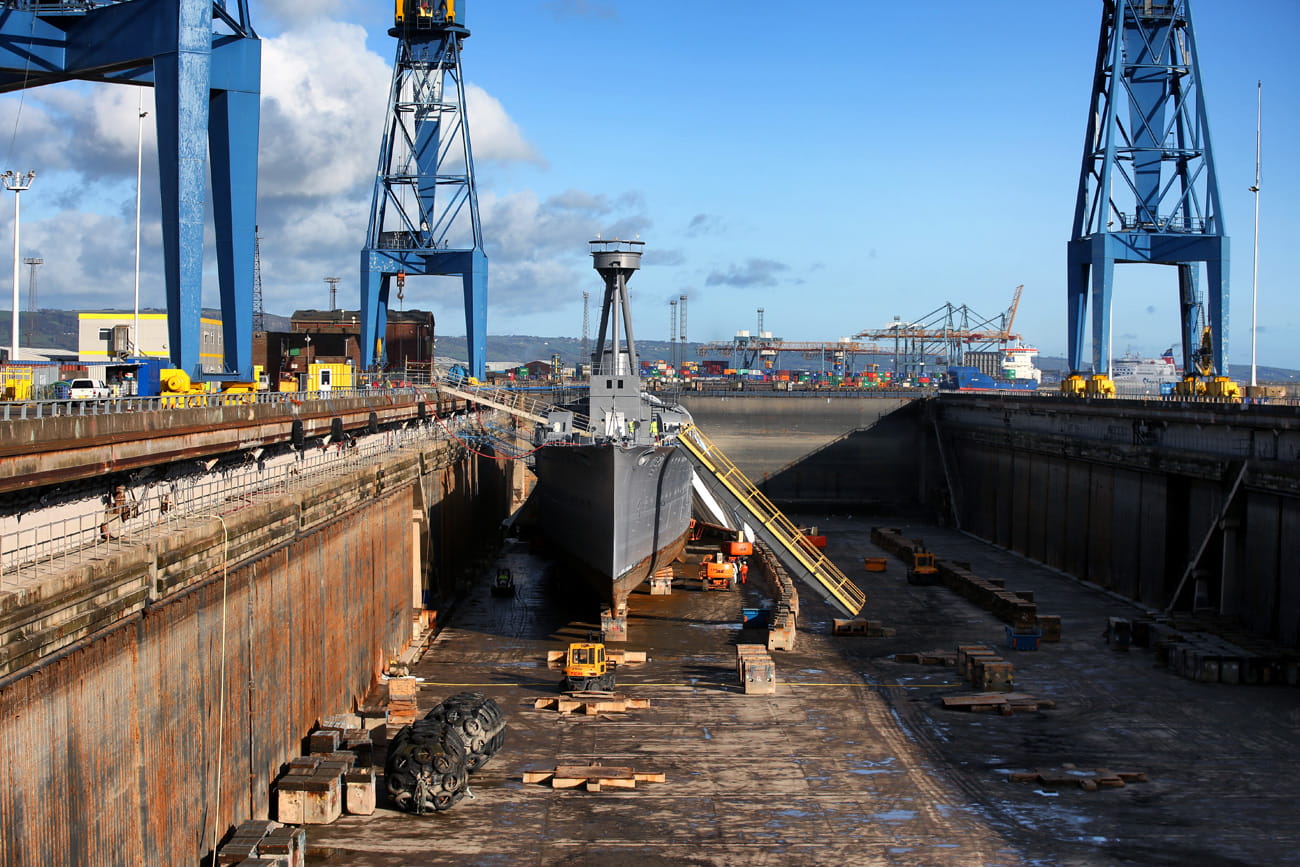 HMS Caroline taken out of the water for vital hull restoration