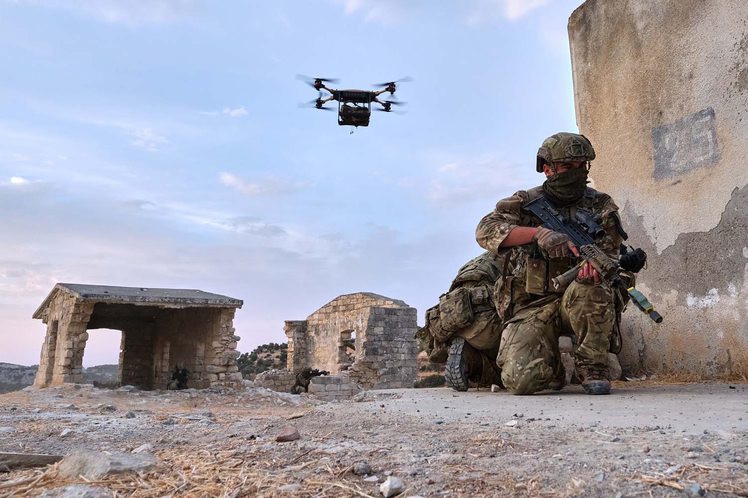 Royal Marines awaits resupply from a Malloy drone