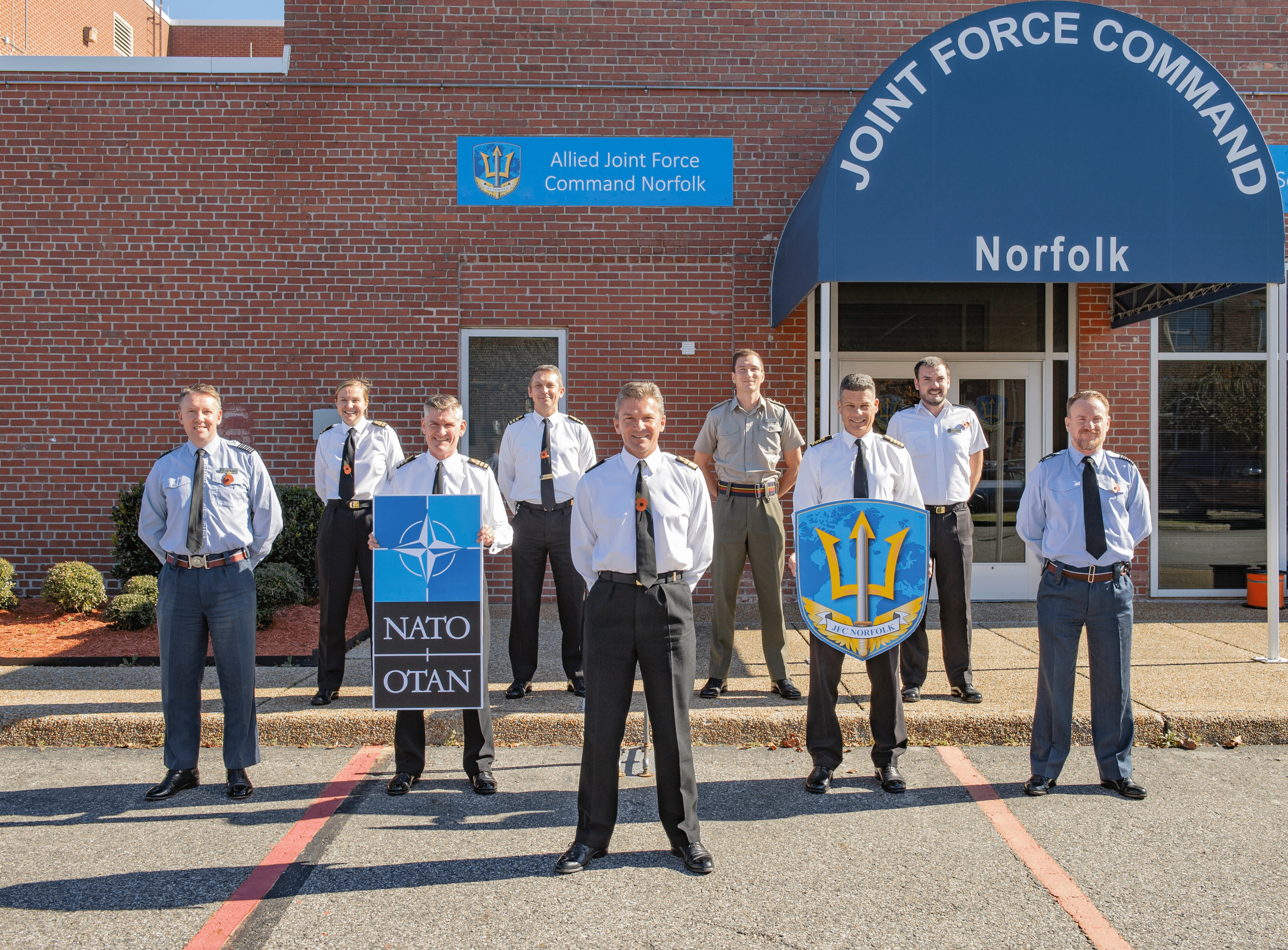 Rear Admiral Andrew Betton, front, with some of his team in Virginia, USA