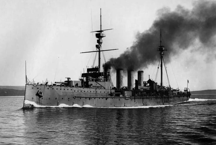 Armoured cruiser HMS Natal at sea