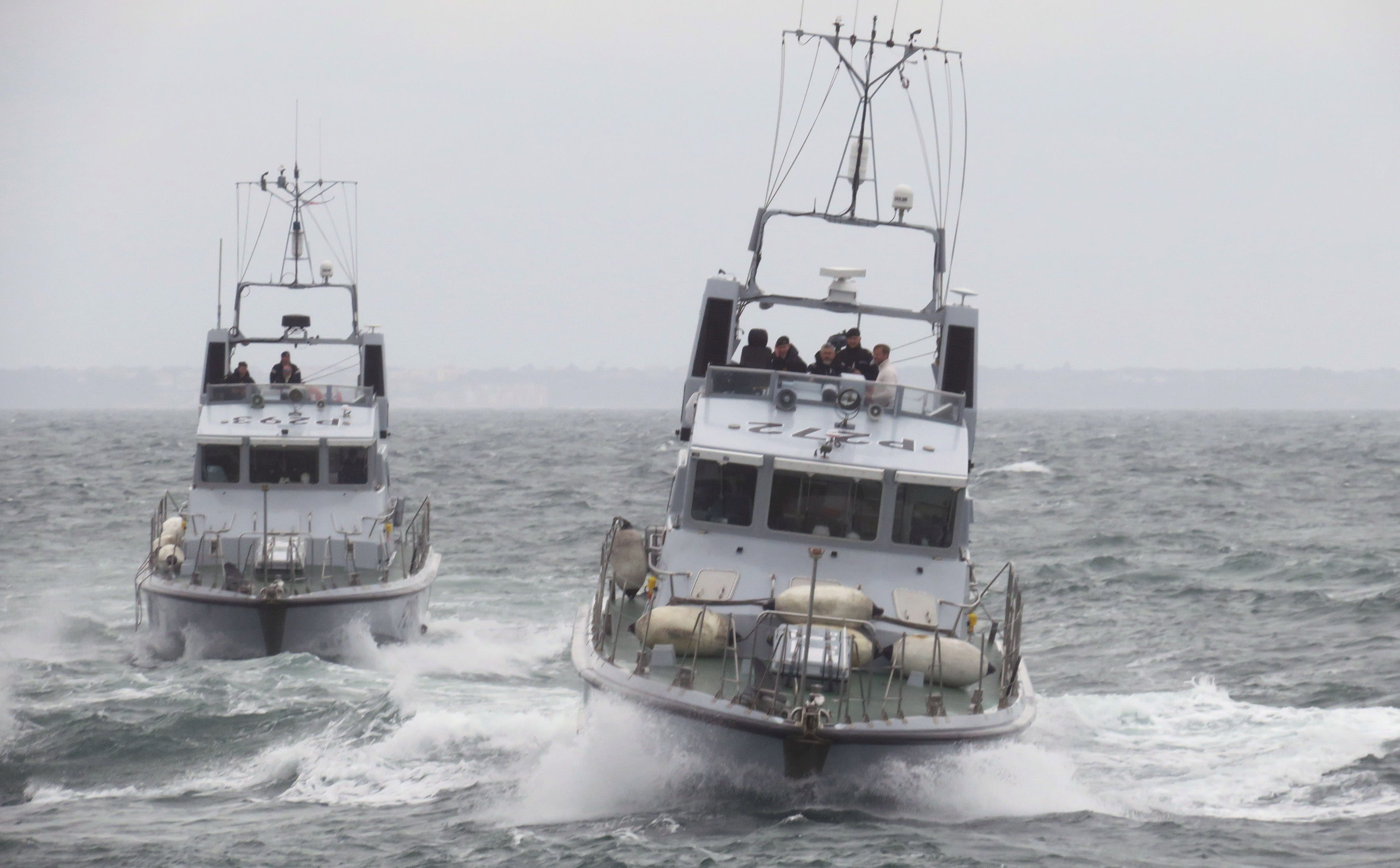 HMS Ranger (left) and HMS Smiter battle choppy seas off Bournemouth HMS Ranger (left) and HMS Smiter battle choppy seas off Bournemouth