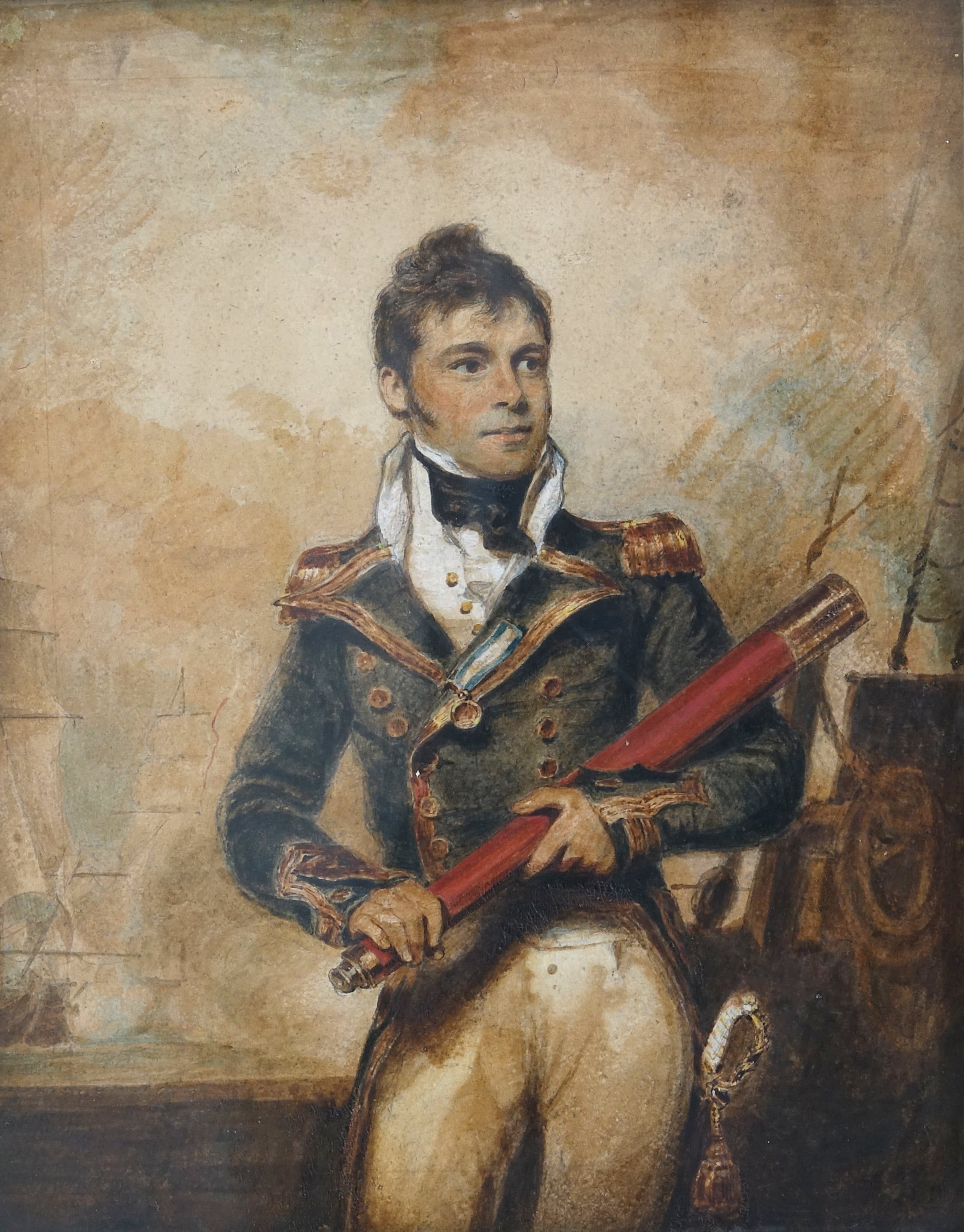 A watercolour of Captain Sir William Hoste