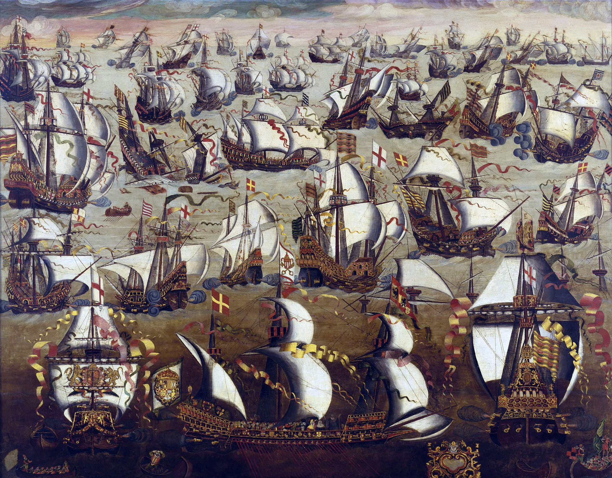 English and Spanish ships grapple in the summer of 1588