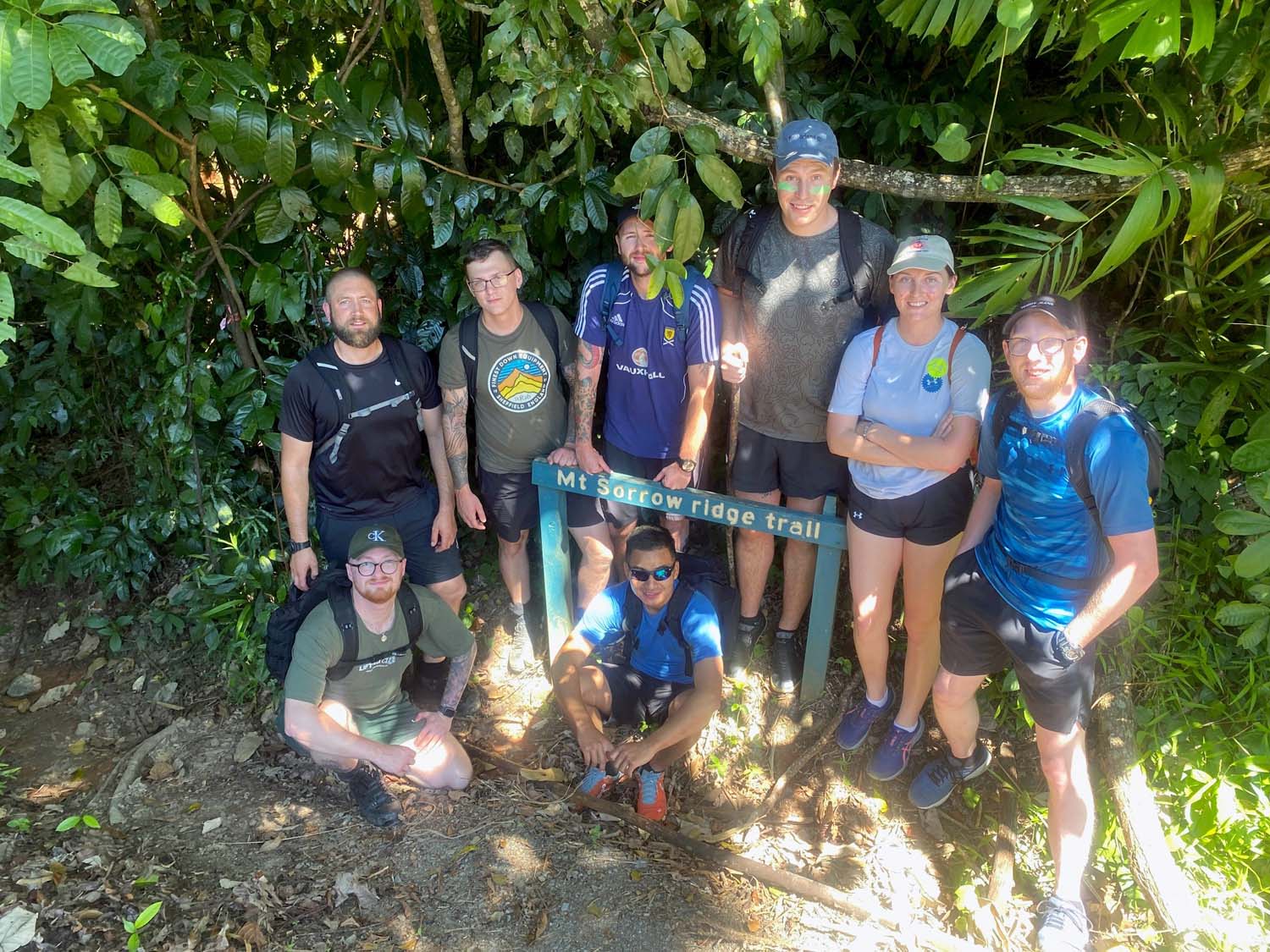 Sailors pause on the Mount Sorrow Ridge Trail