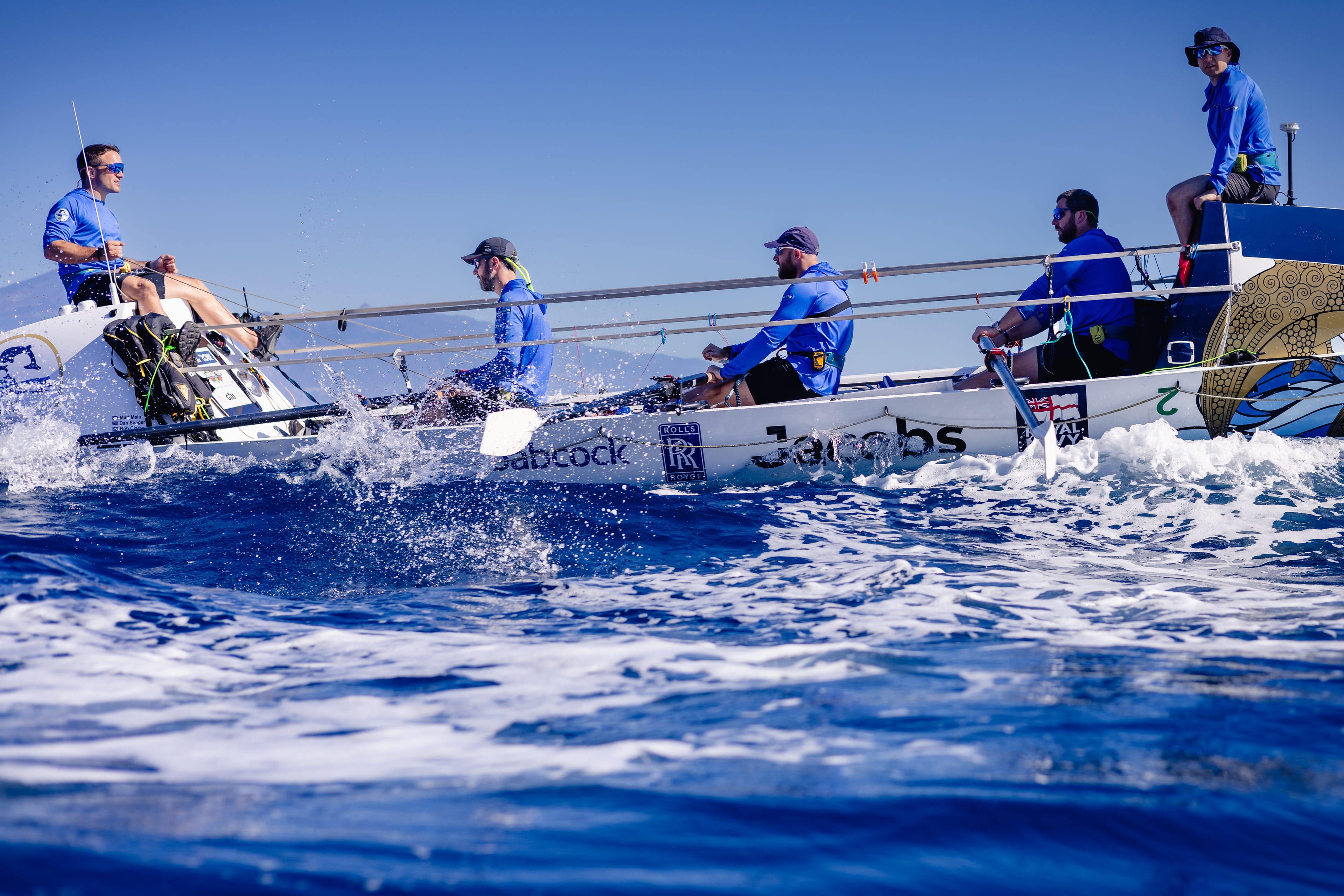 The team power Captain Jim through the Atlantic