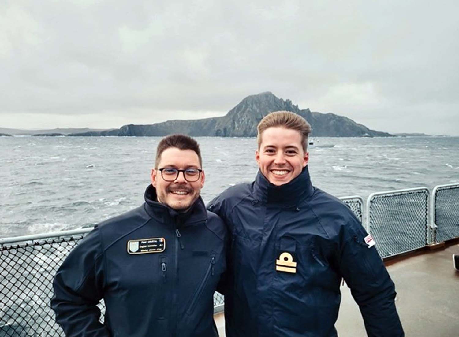 Lt Elliot Marples passes Cape Horn with a Frecnh shipmate