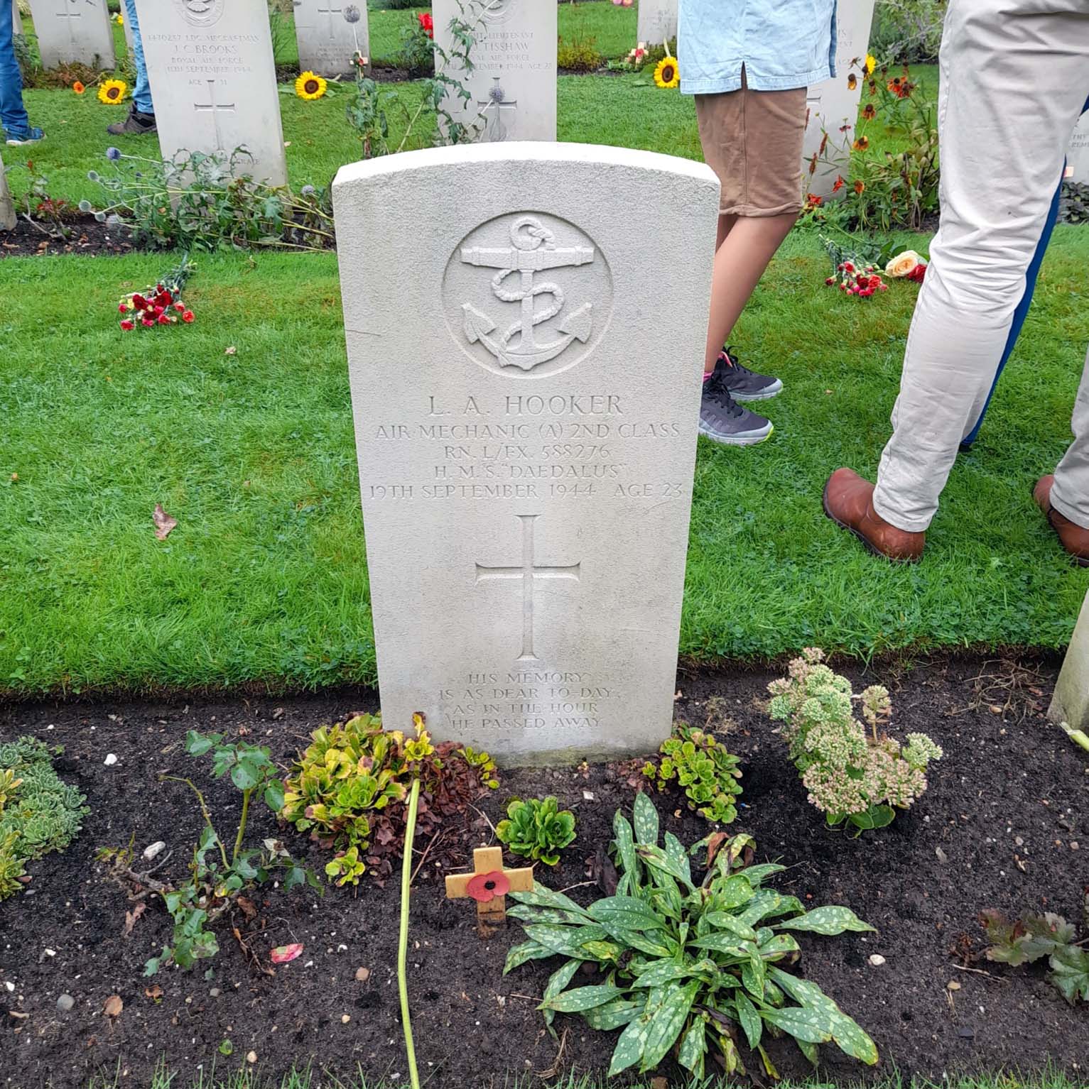 The only naval grave in Oosterbeek cemetery Air Mechanic 2nd Class Leonard Hooker