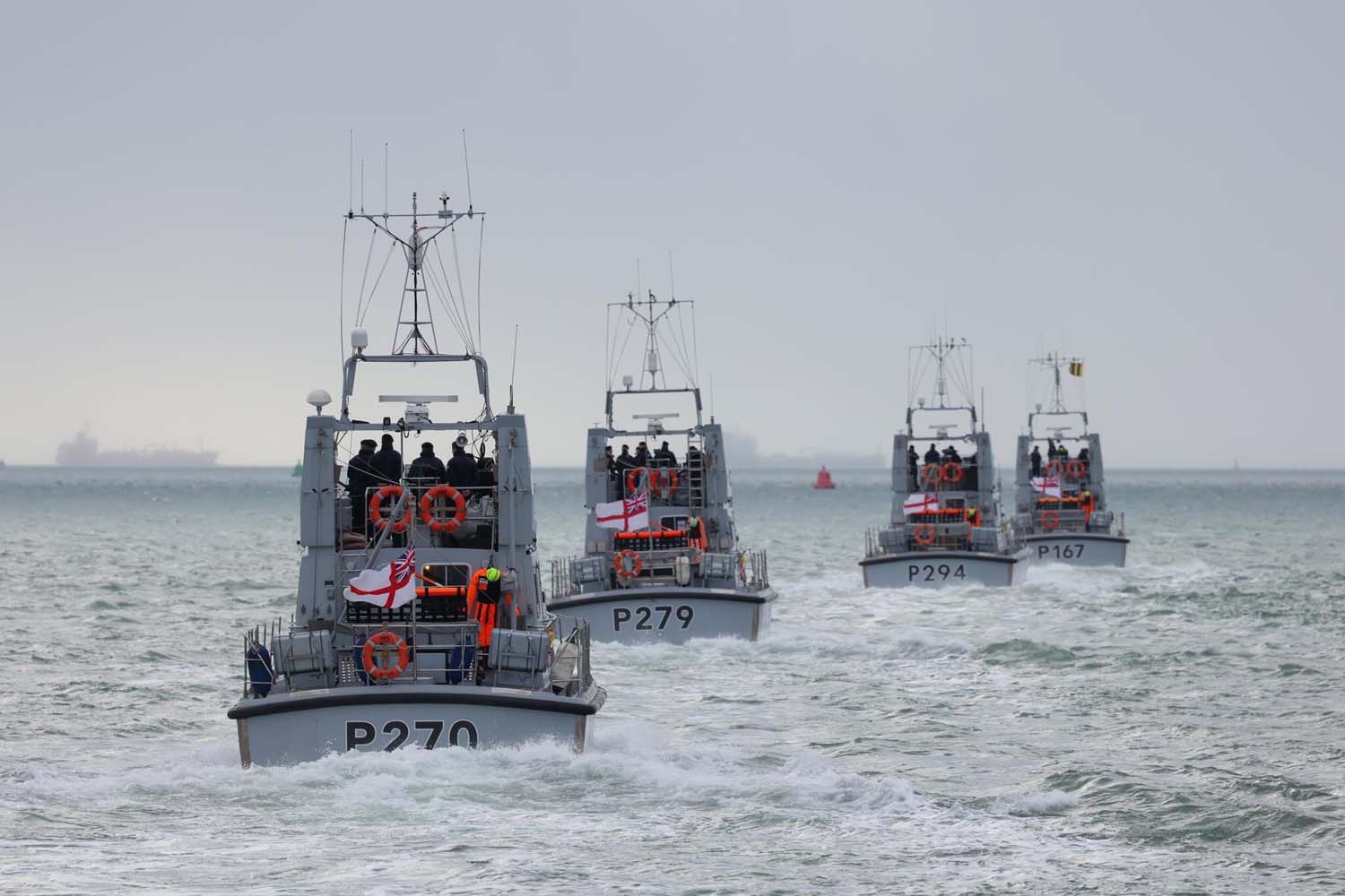 Four P2000s sailing in company on their way to Norway in 2024
