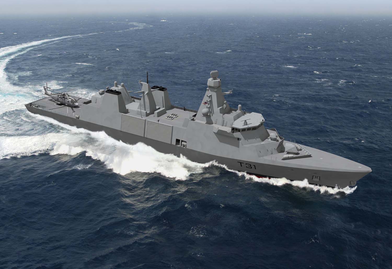 An artists impression of HMS Venturer at sea