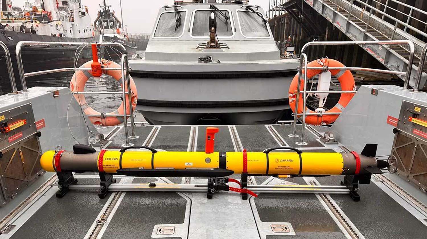 The Royal Navy's Mine and Threat Exploitation Group is now using three new Iver 4s from L3 Harris for uncrewed minehunting operations. Picture: L3 Harris