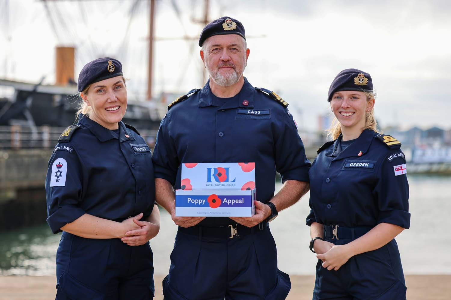 Lt Cdr Cass with colleagues launching the 2024 Poppy Appeal in Hampshire