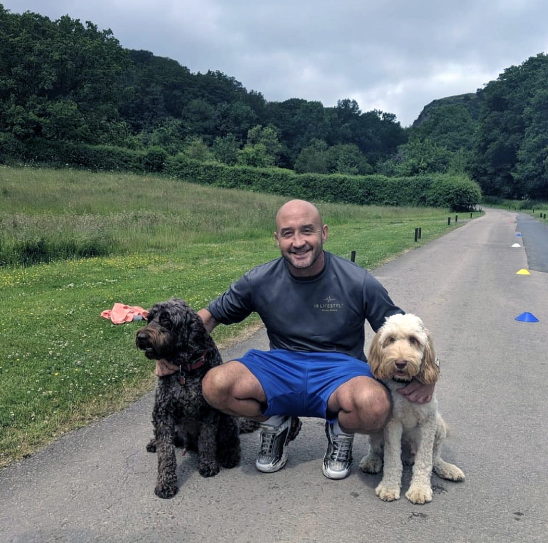 Iain Reitze and his dogs Gordon and Eric in training for the 30-hour trek