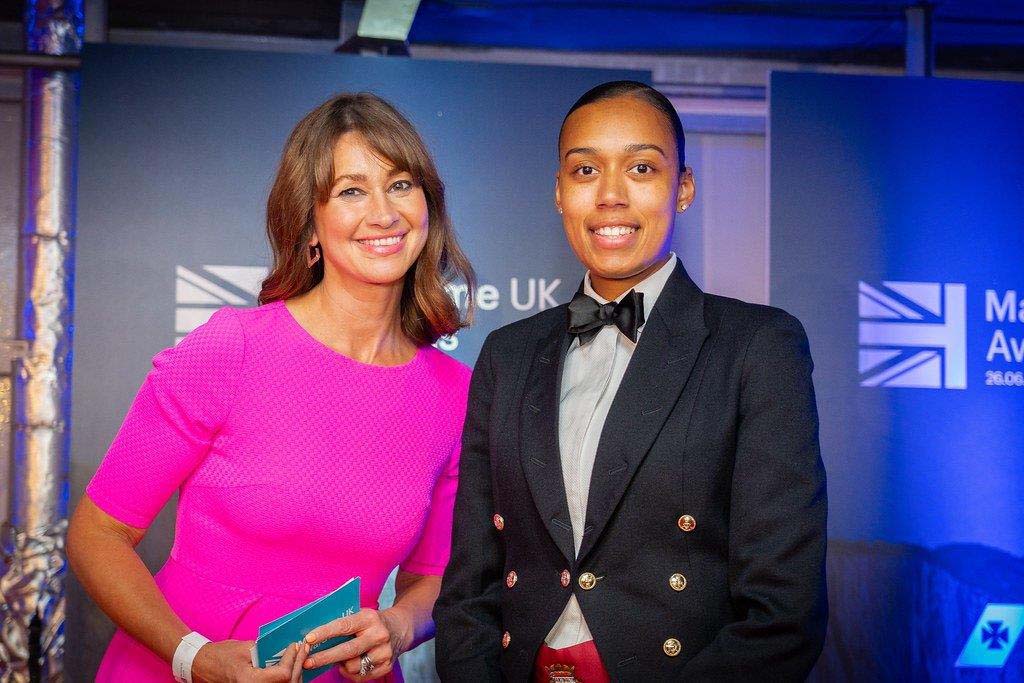 Third Officer Shannon Billy with awards evening presenter Ellie Crisell