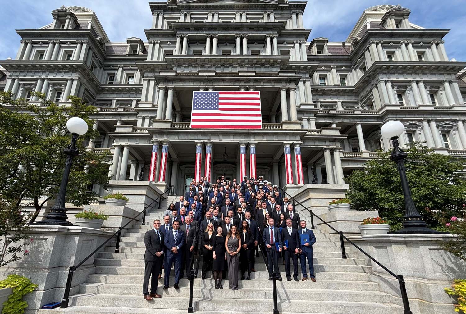 Royal Navy pilot Lt Cdr Bob Fleming was honoured at the White House for his role in stopping drugs. Picture: The White House Office of National Drug Control Policy