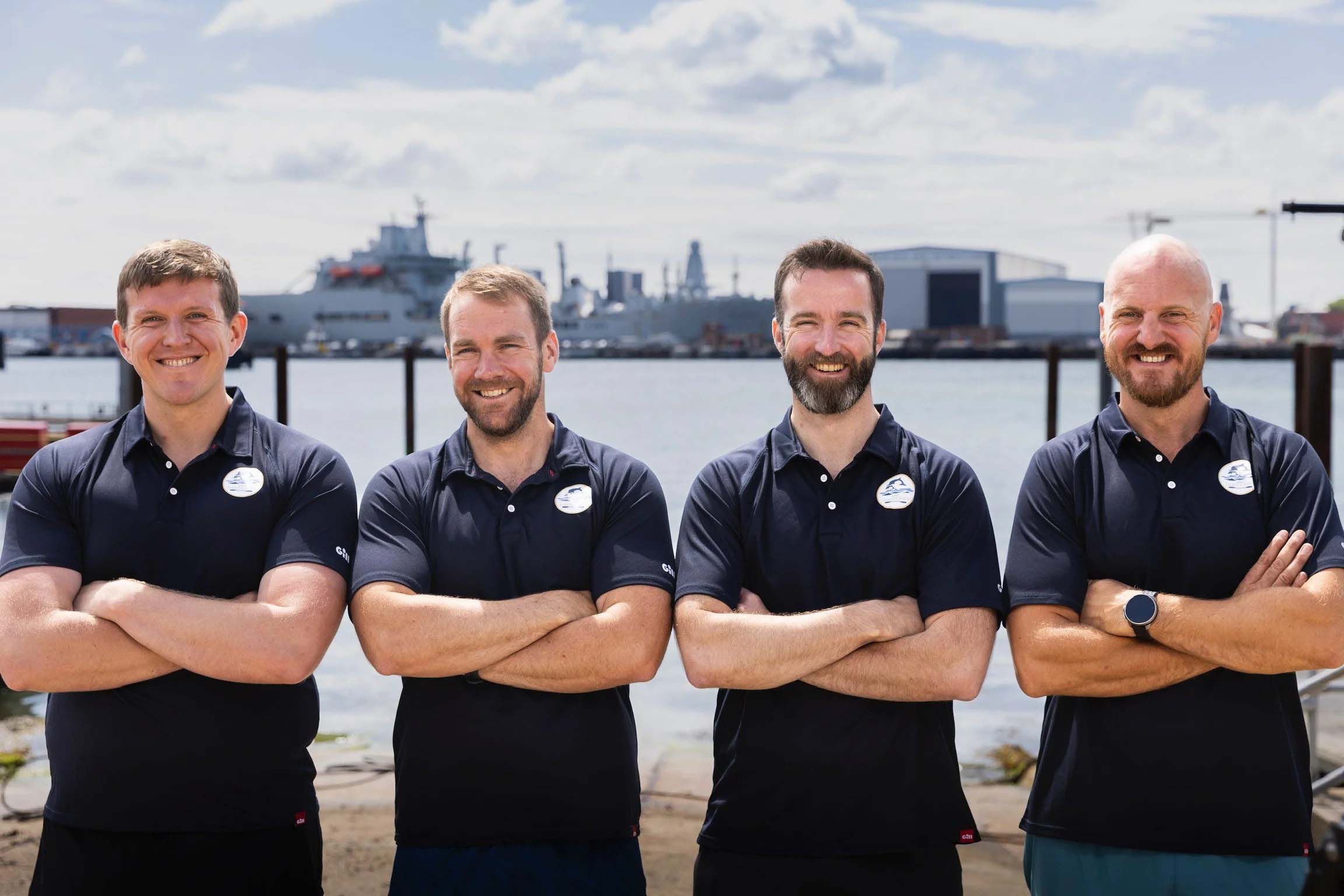 Team Oardacious 2025-26 (l-r) Surg Lt Cdr Addi Taylor Lt Cdr Guy Wilton Cdre Rich Purdy WO1 Liam Hoddy