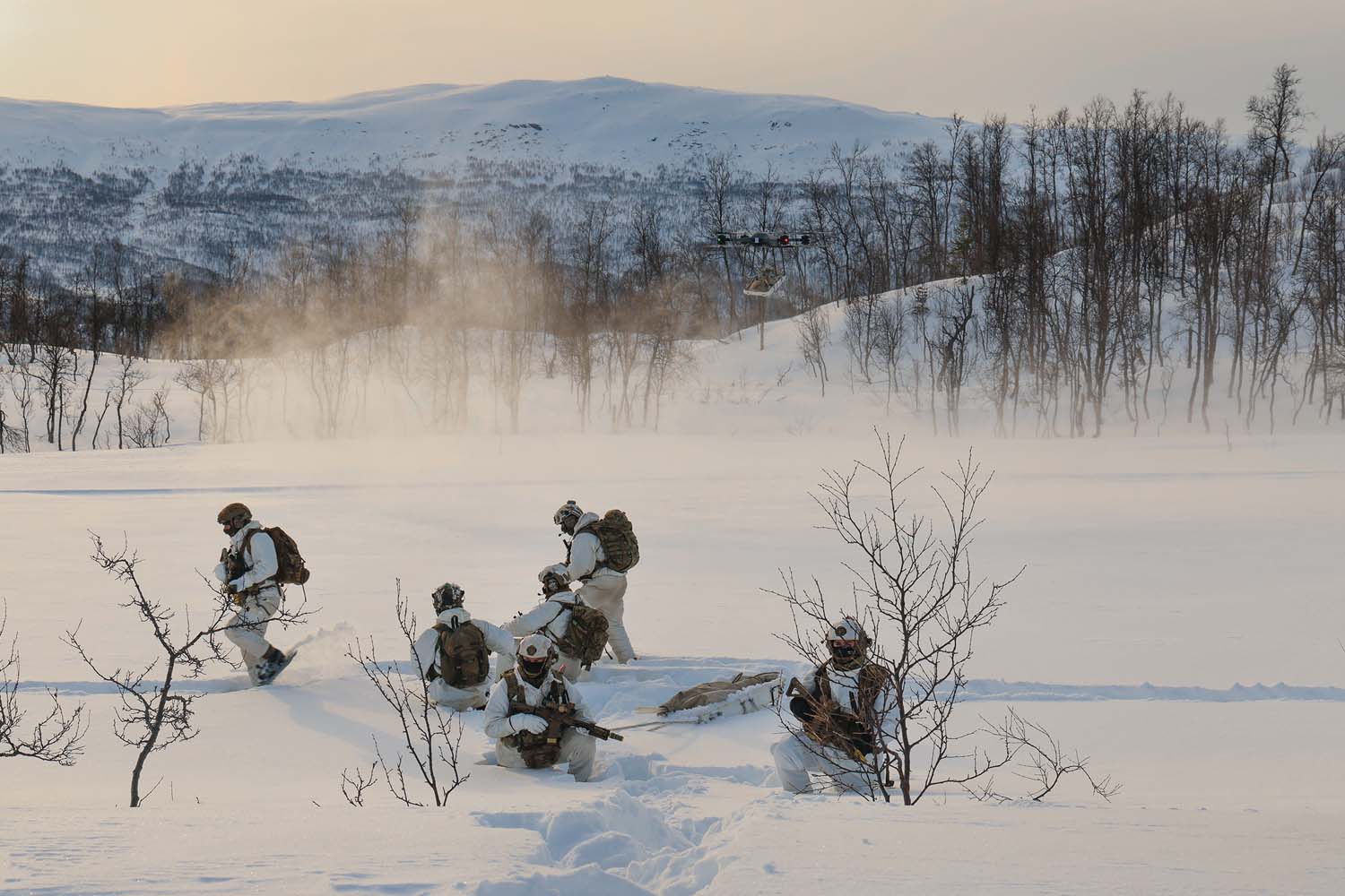 Commandos work with drones in the Arctic