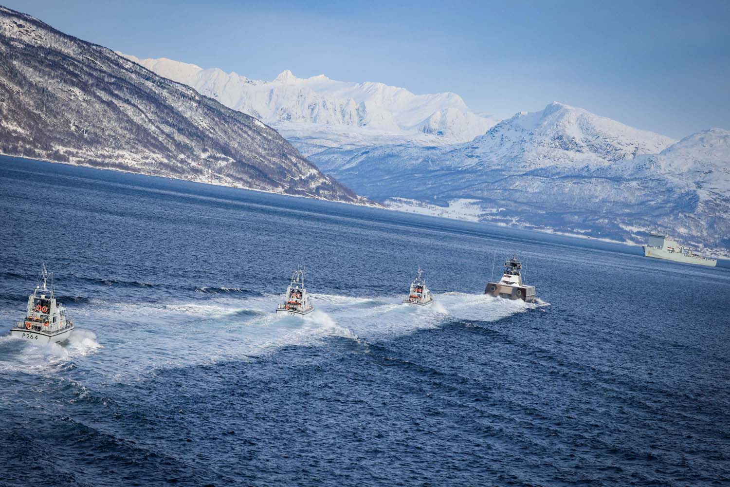 Four P2000s went to the Arctic Circle for the first time in support of NATO exercises. Picture: LPhot Bill Spurr